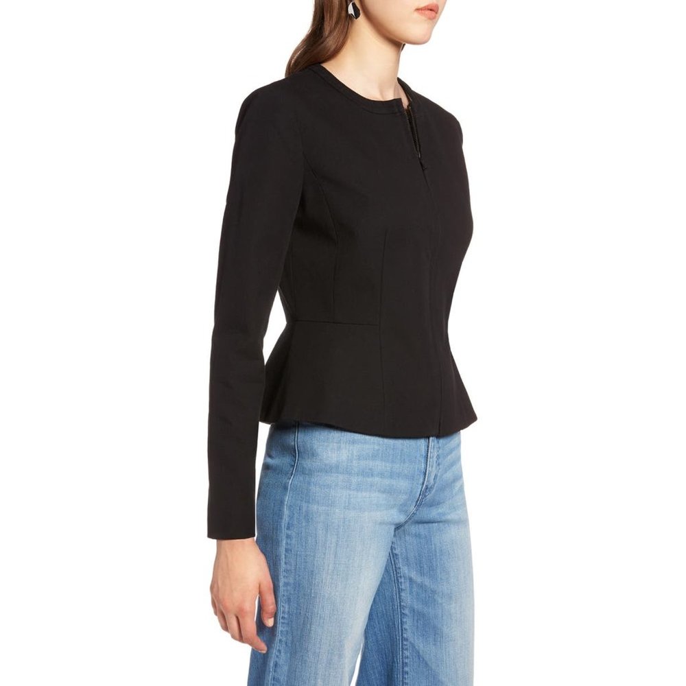 Halogen Zip-Front Peplum Jacket